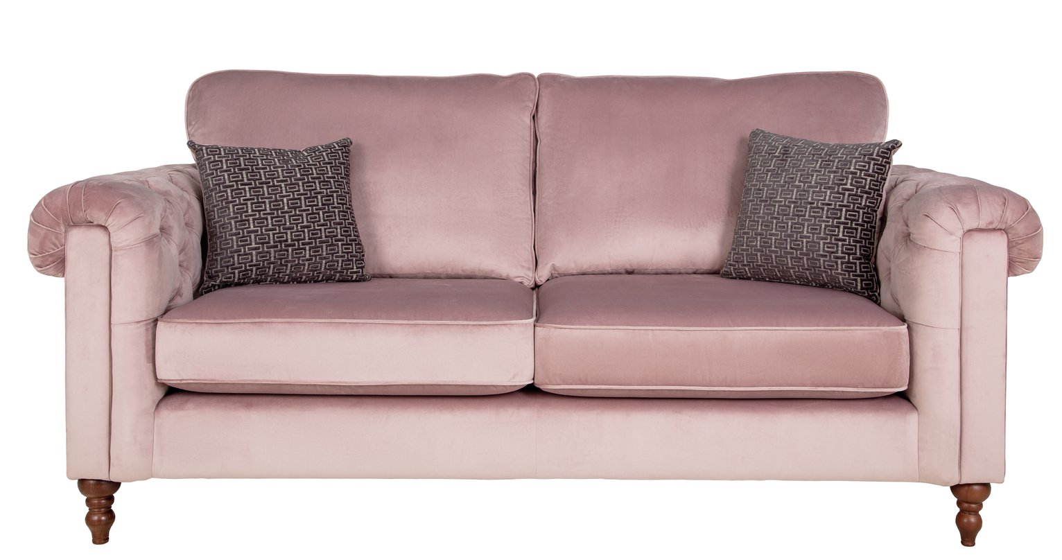 Argos Home Rebecca 3 Seater Fabric Sofa - Blush