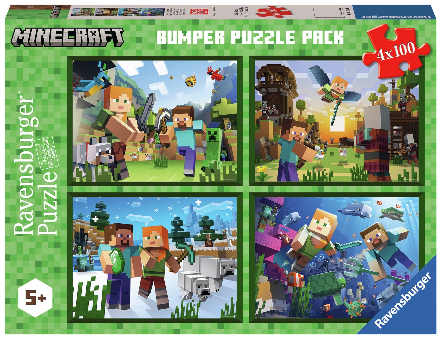 Ravensburger Minecraft 4x100 Piece Puzzle Bumper Pack