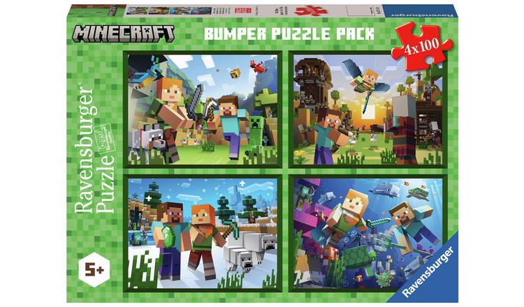 Buy Ravensburger Minecraft 4x100 Piece Puzzle Bumper Pack, Jigsaws and  puzzles