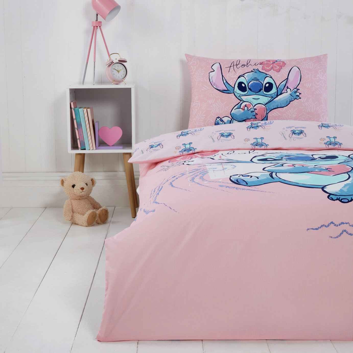 Disney Stitch Pink Kids Bedding Set - Single