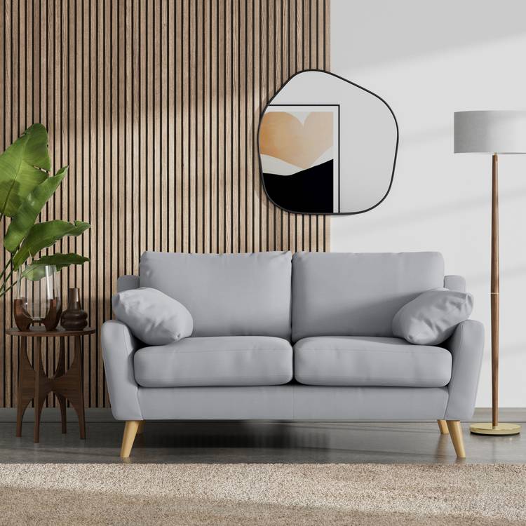 Habitat Ivor Fabric 2 Seater Sofa - Grey - Ash Leg 0