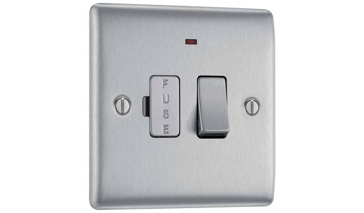 BG FCU & LED Single Switch - Brushed Stainless Steel