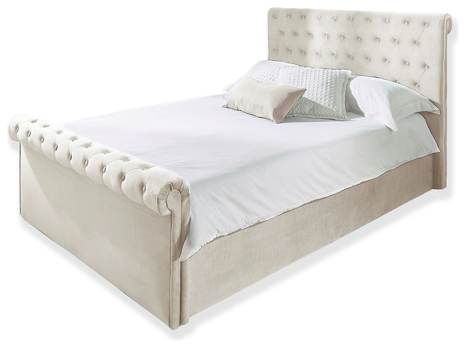 Aspire Chesterfield Double Ottoman Bed Frame - Natural