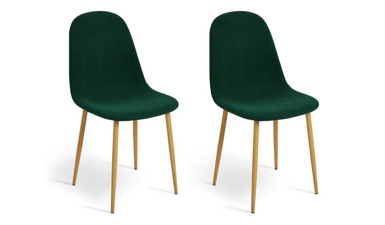 Habitat Beni Pair of Corduroy Dining Chairs - Green