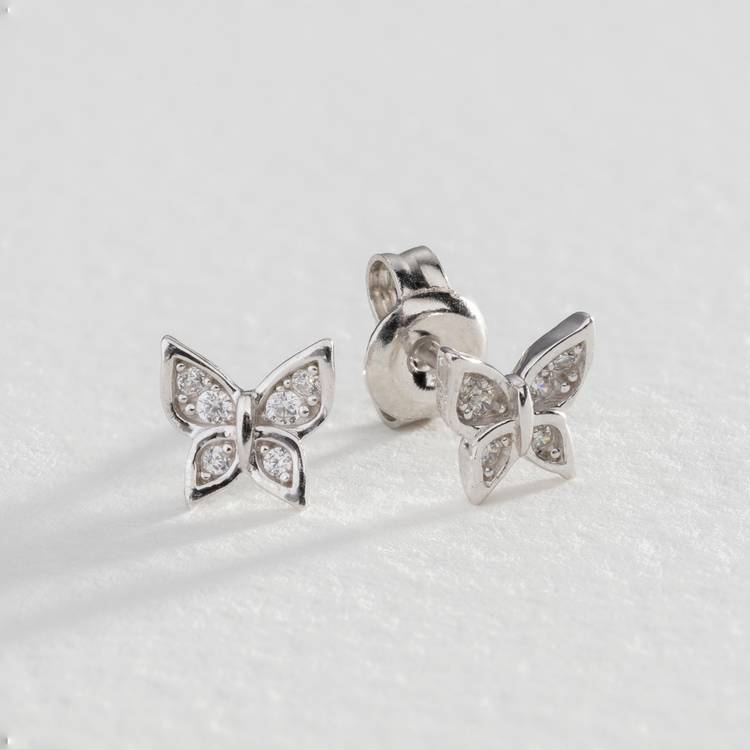 Revere Sterling Silver Cubic Zirconia Butterfly Earrings 0