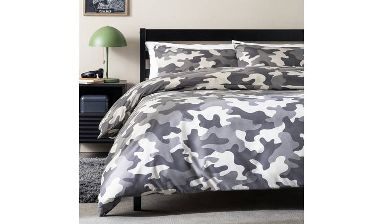 Argos Home Camo Grey Kids Bedding Set - Double