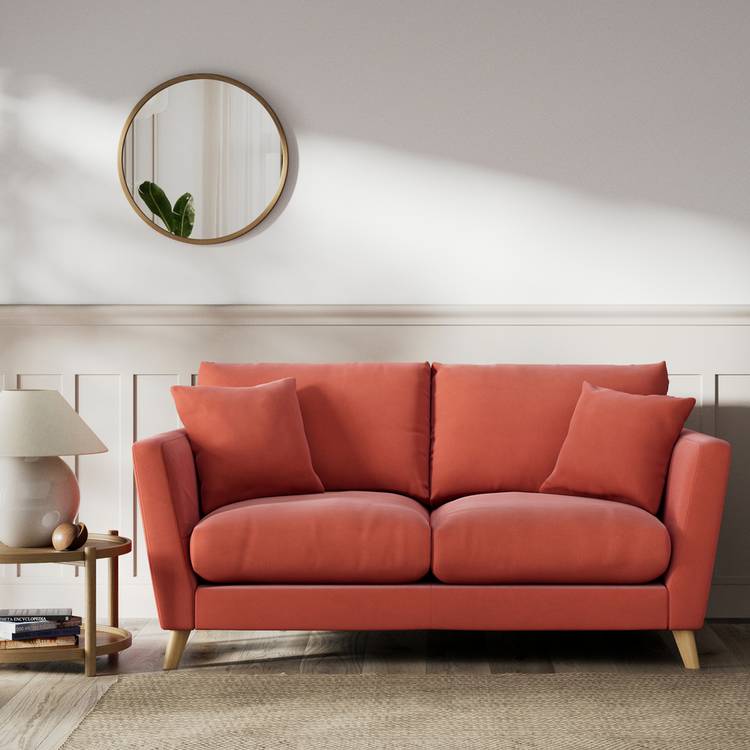 Habitat Lomond Fabric 2 Seater Sofa - Papaya - Ash Leg 0