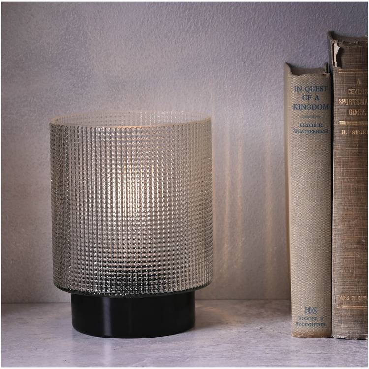Hestia Glass LED Portable Table Lamp - Black 0