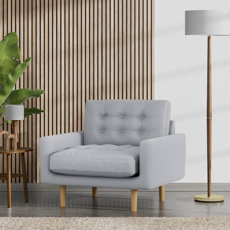 Habitat Fenner Fabric Armchair - Grey - Ash Leg 0