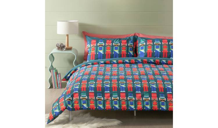 Habitat Christmas Nutcracker Printed Blue Bedding Set - King