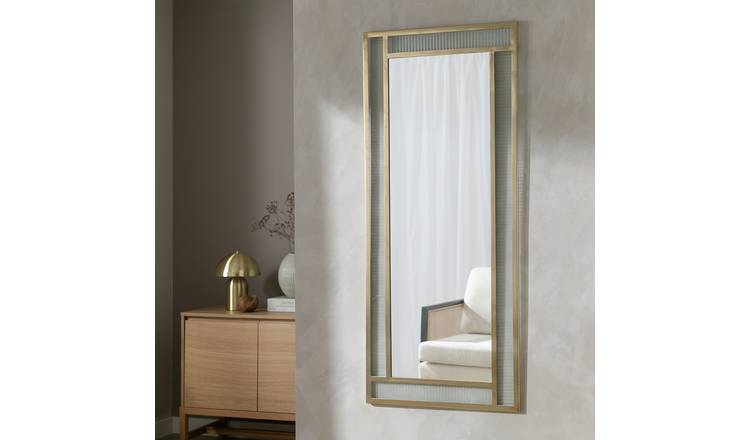 Habitat Glass & Brass Ribbed Wall Mirror - 140x60cm