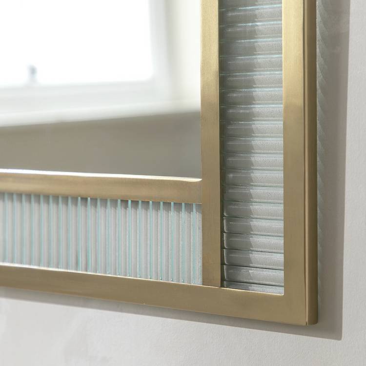 Habitat Glass & Brass Ribbed Wall Mirror - 140x60cm 0