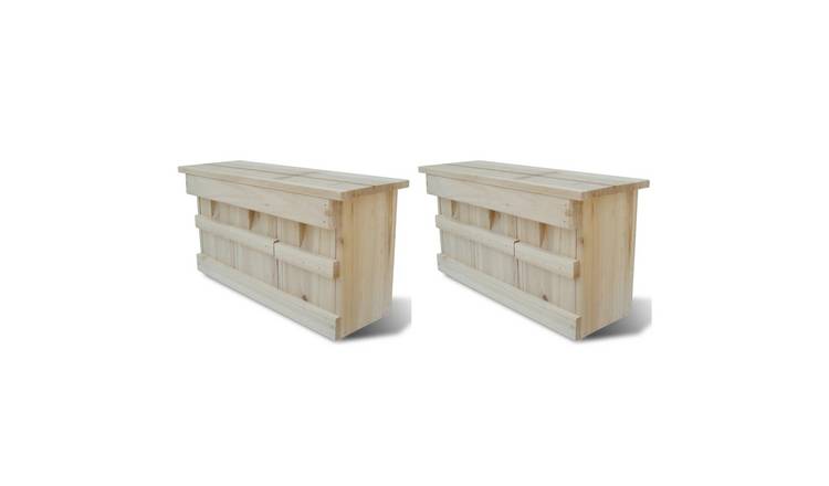Walplus Solid Wood Nest Box Set of 2 - Natural - 44 x 15.5 x 21.5 cm