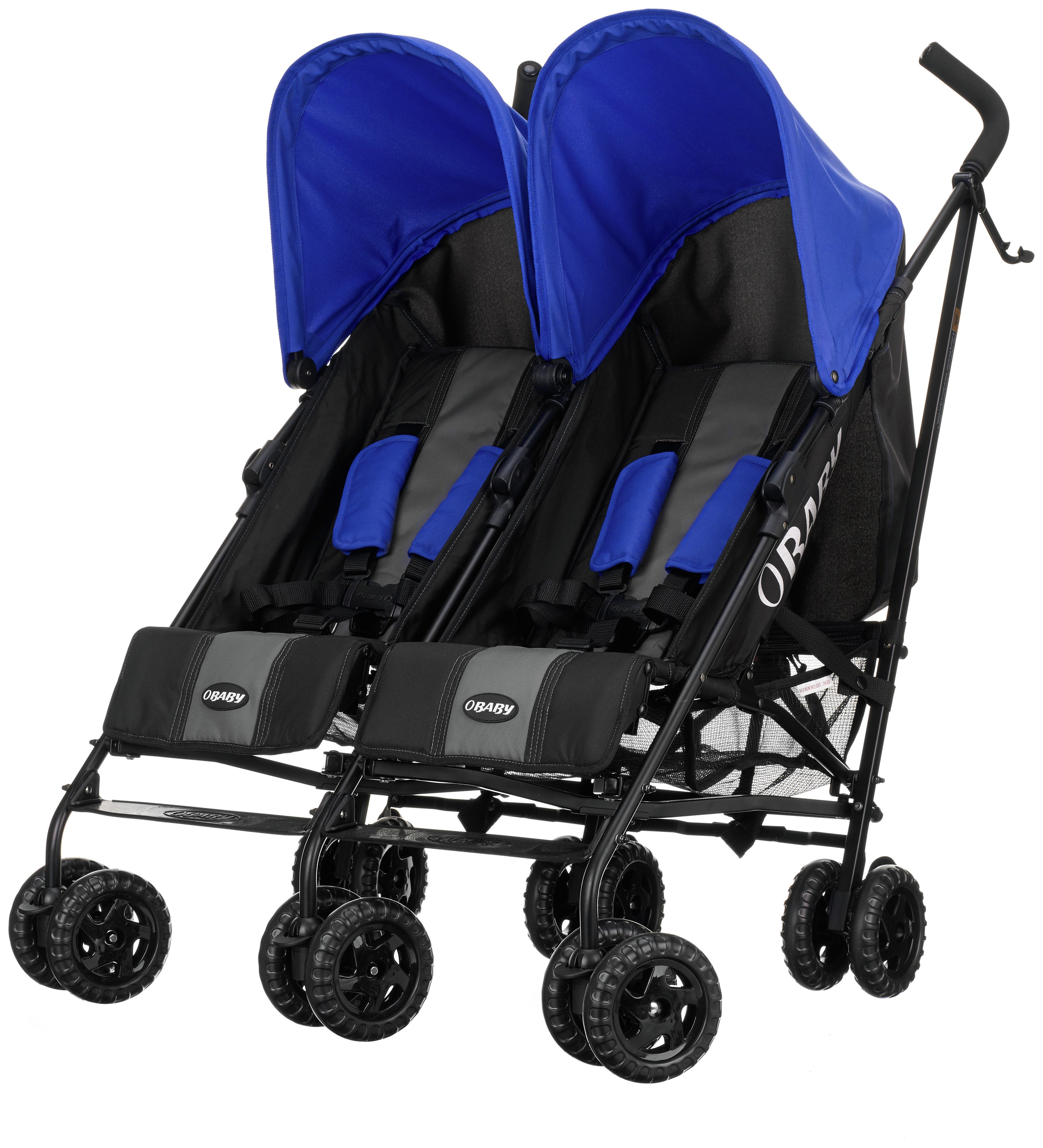 Obaby Apollo Black and Grey Twin Stroller - Blue
