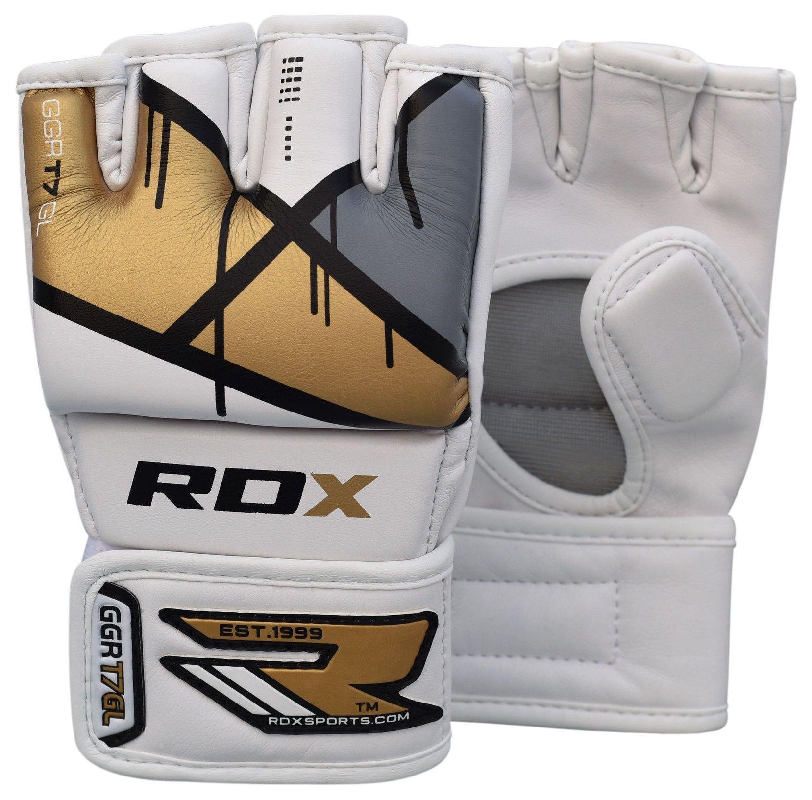 RDX Leather X Grappling Gloves Gold - Medium/Large