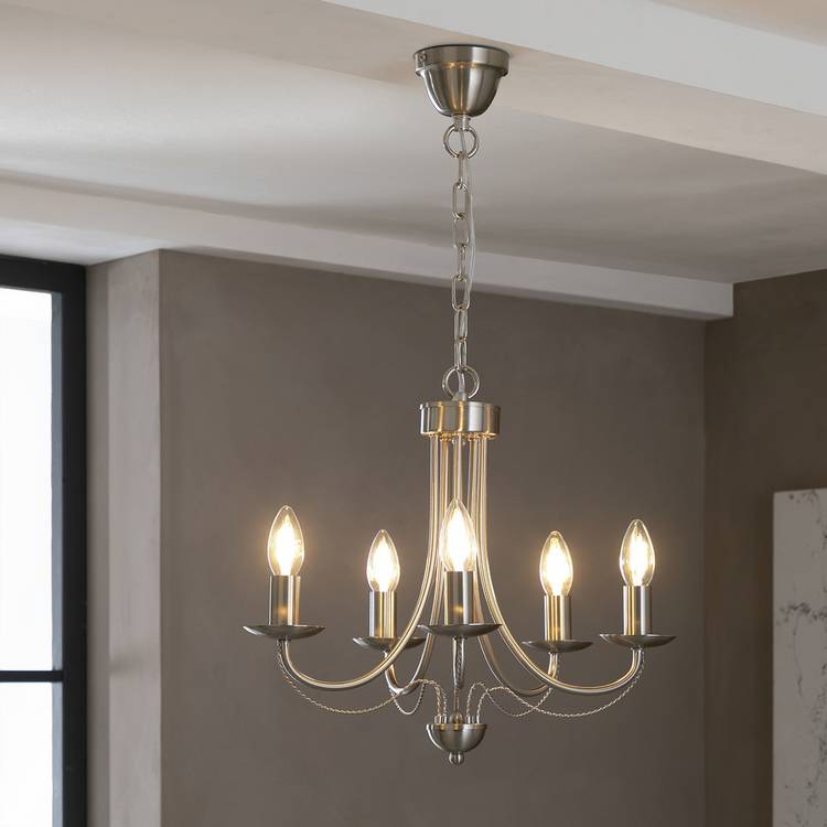 Argos Home Twirl 5 Light Twist Chandelier - Brushed Chrome 0