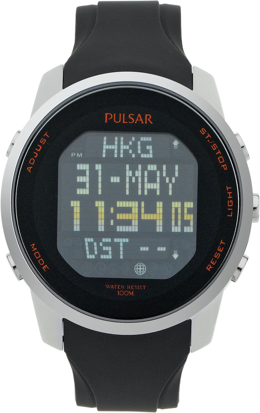 Pulsar Men s Black Silicone Strap Digital Watch 5274628 Argos Price Tracker pricehistory