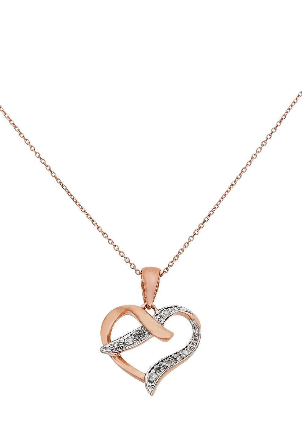 Revere 9ct Rose Gold Diamond Accent Pendant Necklace