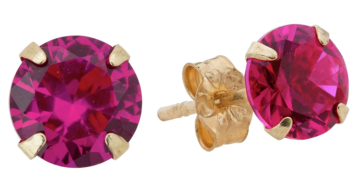 Revere 9ct Yellow Gold Created Ruby July Stud Earrings Review