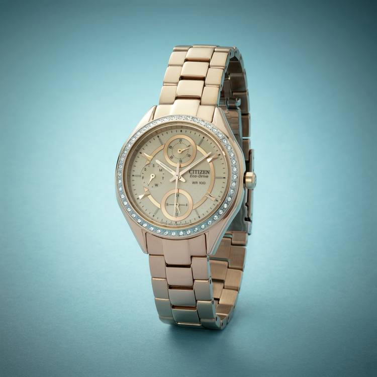 Citizen Ladies Rose Gold Plated Stainless Steel Watch 0