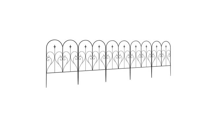 Outsunny 5  Metal Decoration Garden Fence - Black