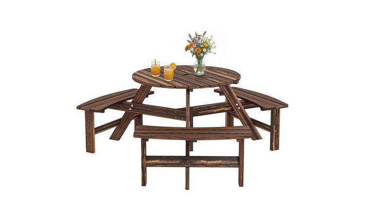 Outsunny Wooden Garden Dining Set - Carbonised