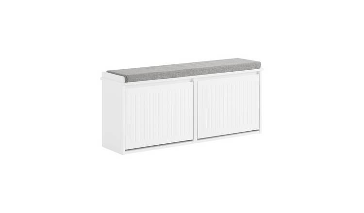 SoBuy 2 Flip Door Shoe Storage Bench - White