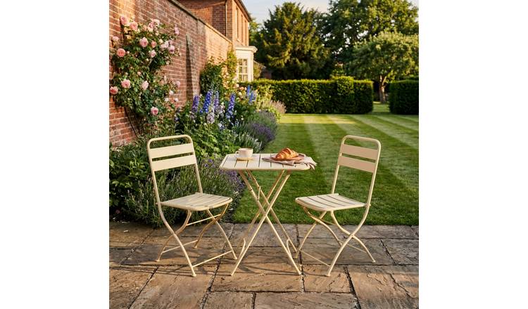 Artemis Home 2 Seater Metal Folding Bistro Set - Beige