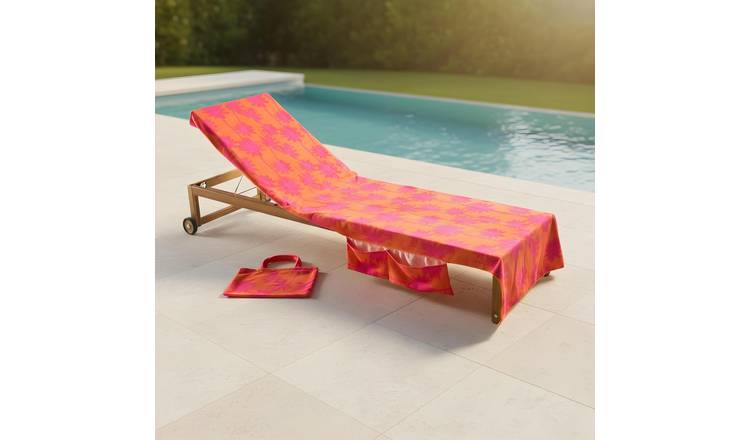 OHS Palm Tree Microfibre Beach Towel in a Bag - Orange