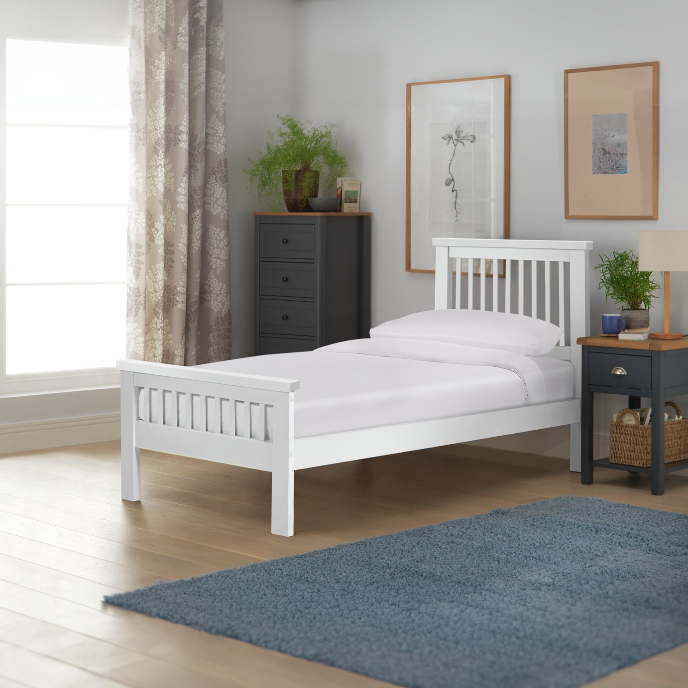 cheap white single bed frame