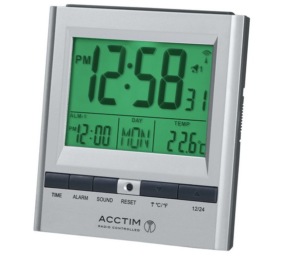 Acctim Chula Radio Controlled Double Alarm Clock Display Features Time