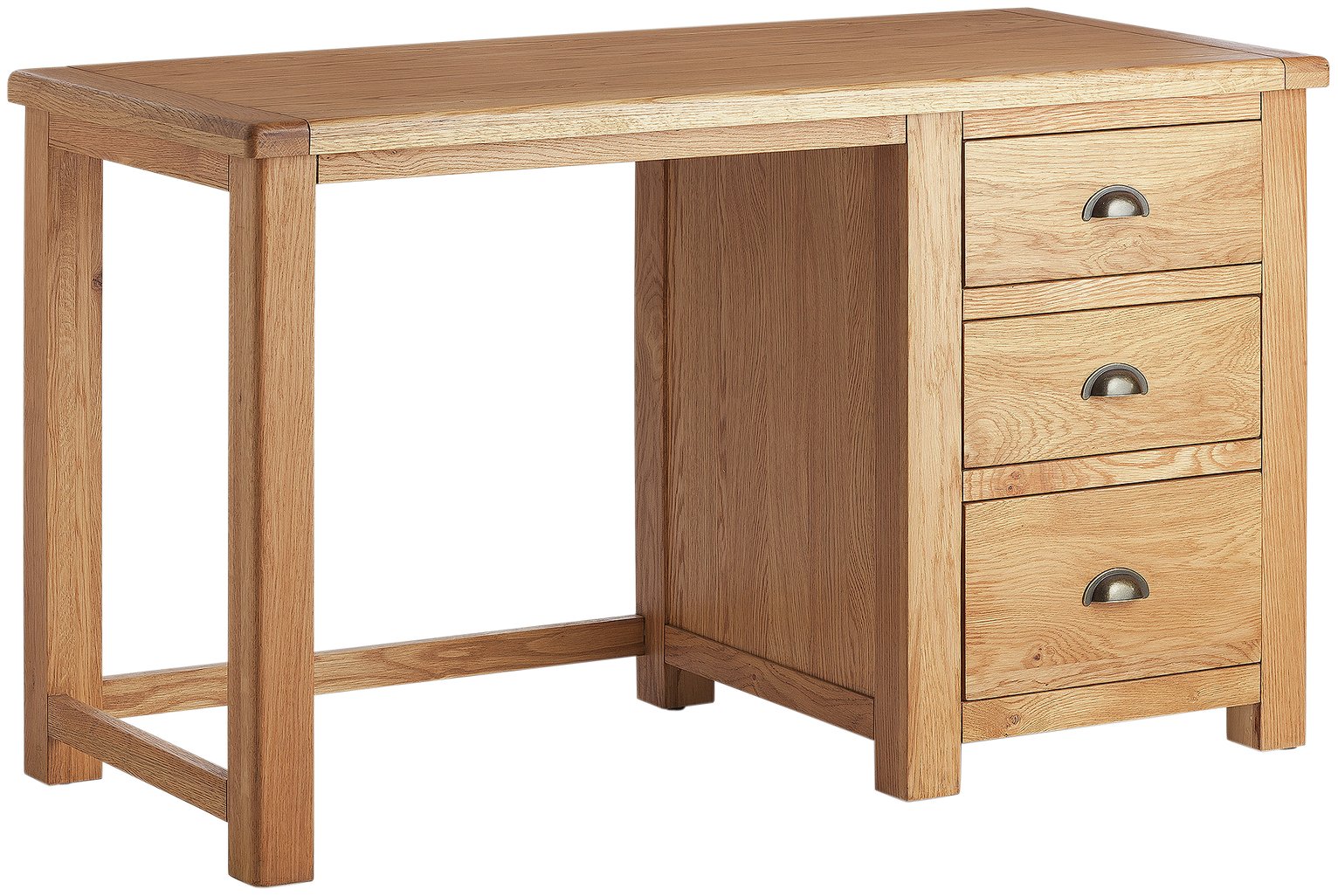 Habitat Kent 3 Drawer Office Desk - Oak & Oak Veneer (5316641) | Argos ...