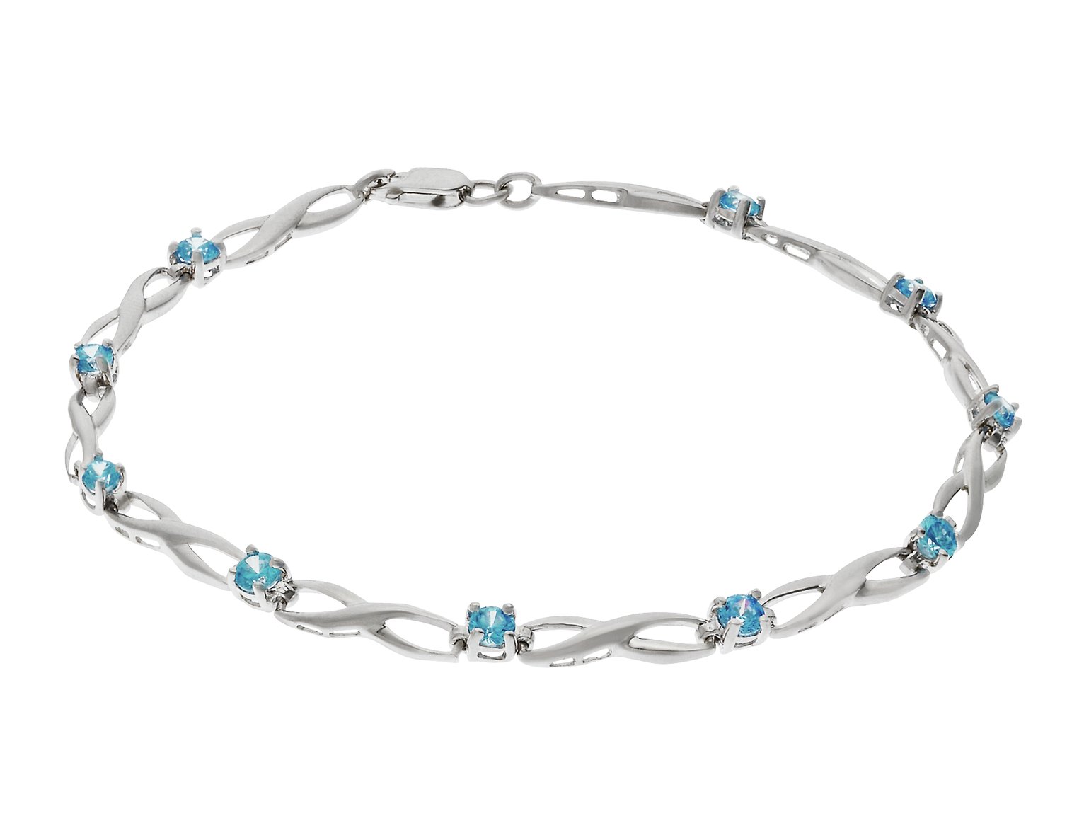 Revere Sterling Silver & Blue Topaz Coloured CZ Bracelet