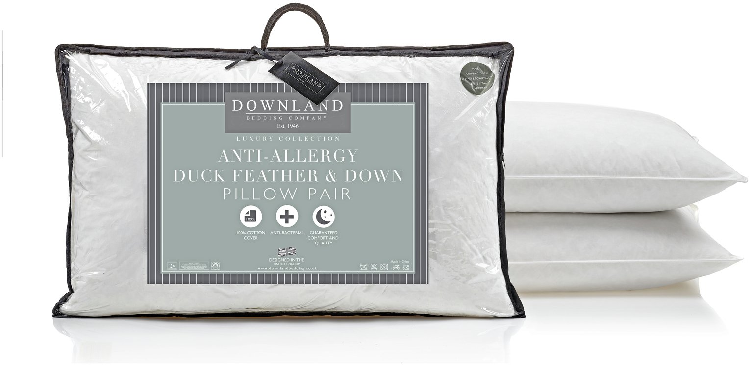 Downland Pair of Duck Feather Down Anti Allergy Pillows