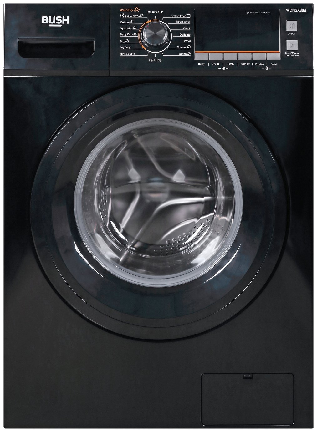 Bush WDNSX86B 8KG / 6KG 1400 Spin Washer Dryer - Black