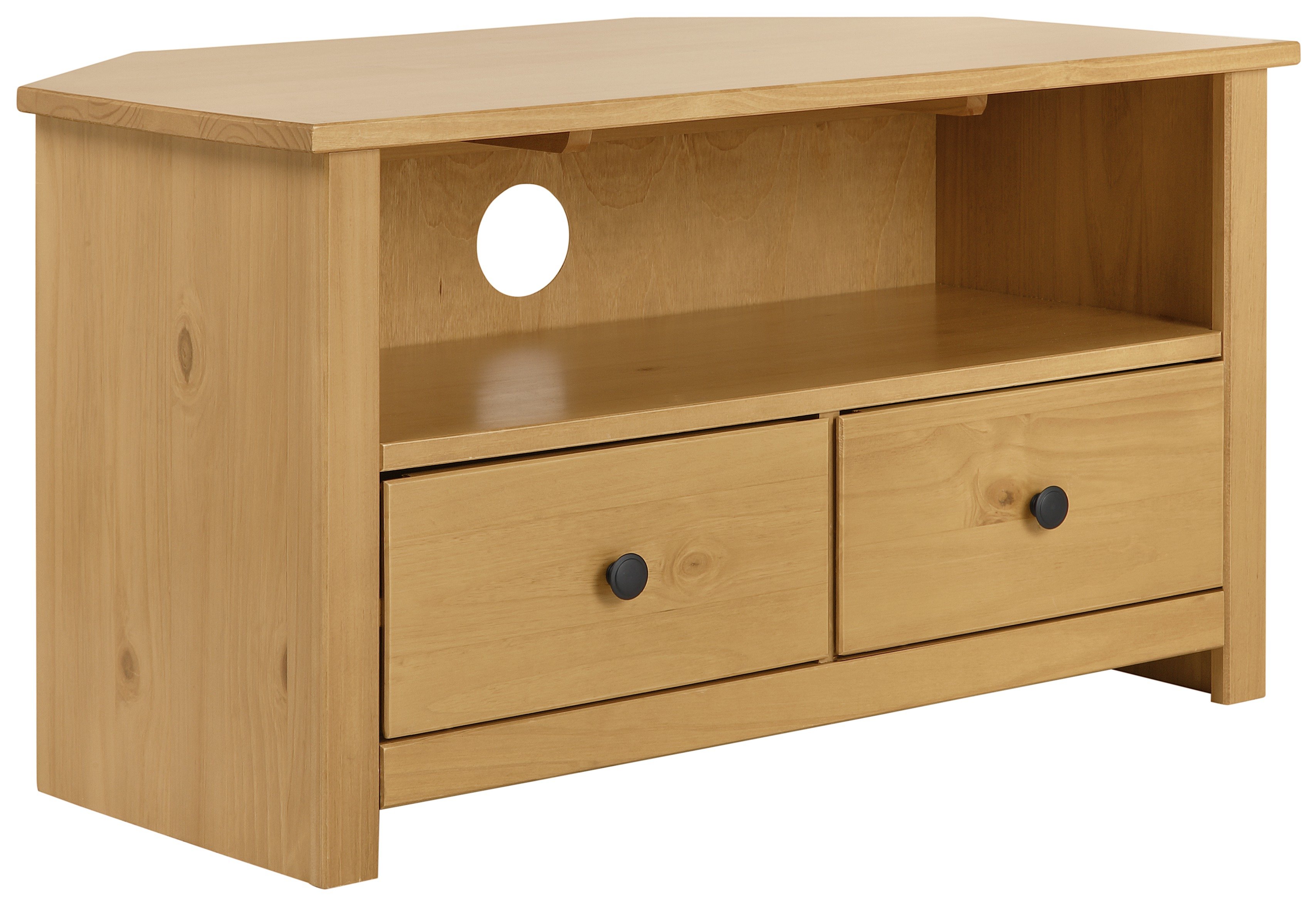 Argos Home Porto Solid Wood Corner TV Unit - Oak Effect