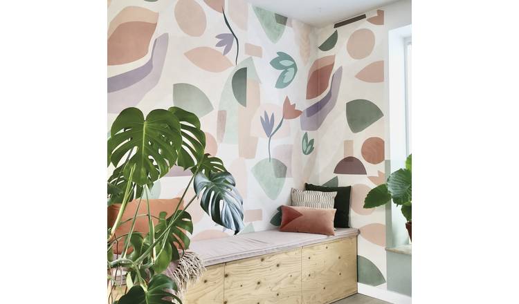 Grandeco Floral Pieces 4 Lane Repeatable Wallpaper Mural - 2 x 2.8m