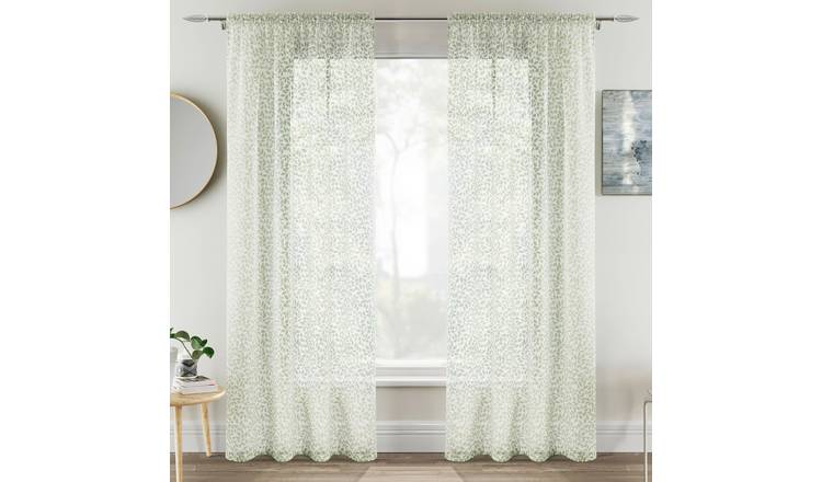 Tyrone Textiles Willow Rod Pocket Voile Panels - 140 x 183cm - Green