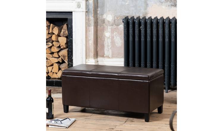 Artemis Home Davenport Bonded Leather Storage Ottoman - Brown