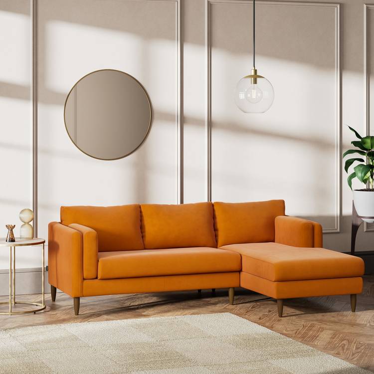 Habitat Newington Right Hand Corner Sofa - Orange - Dark Leg 0