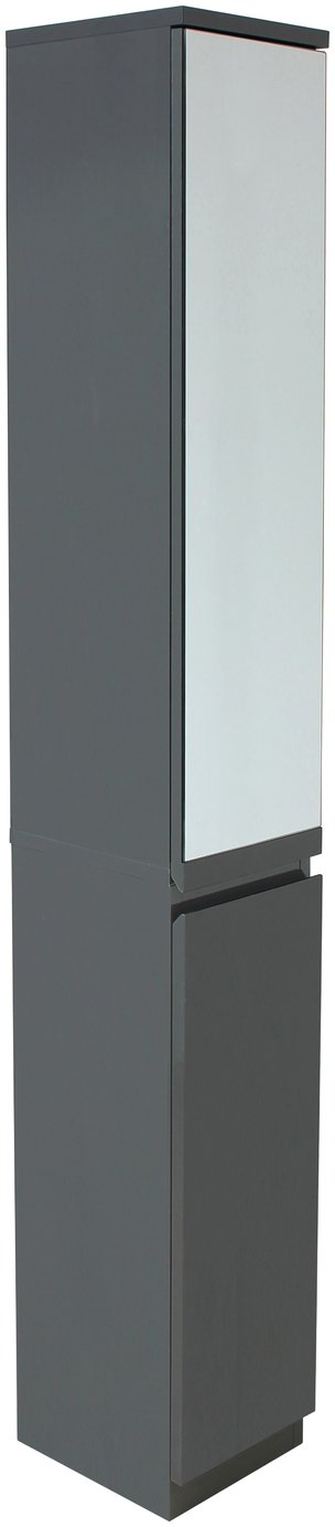 Argos Home Gloss Mirror Tall Bathroom Storage Cabinet - Grey