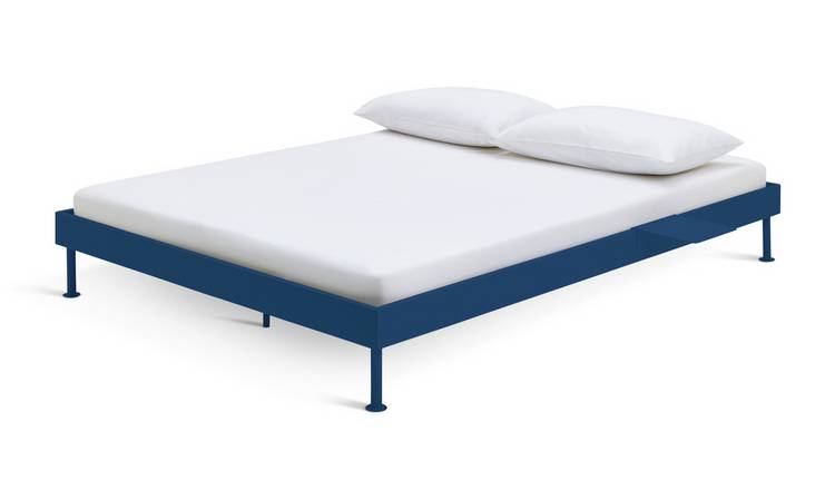 Habitat Maddox Double Metal Bed Frame with Bedside - Blue