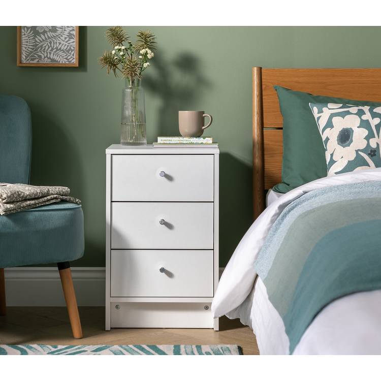 Argos Home Malibu 3 Drawer Bedside Table - White 0