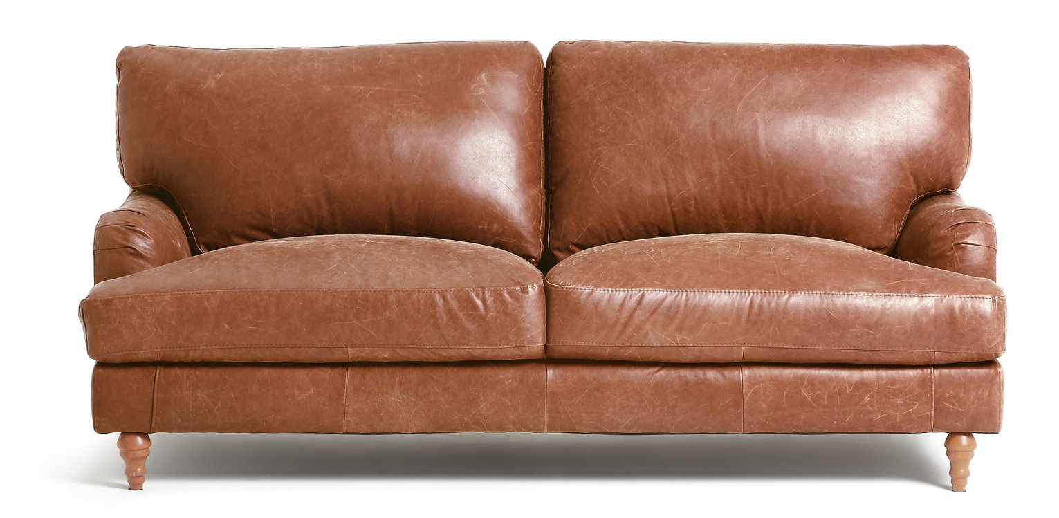 argos tan leather sofa