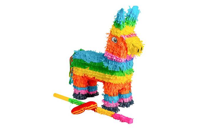 Pinatas Donkey Cardboard Pinata, Stick and Blindfold Set - Multi