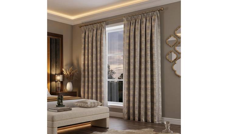 Luxury Living Reflect Jacquard Pencil Pleat Curtains 117cm x 183cm - Yellow