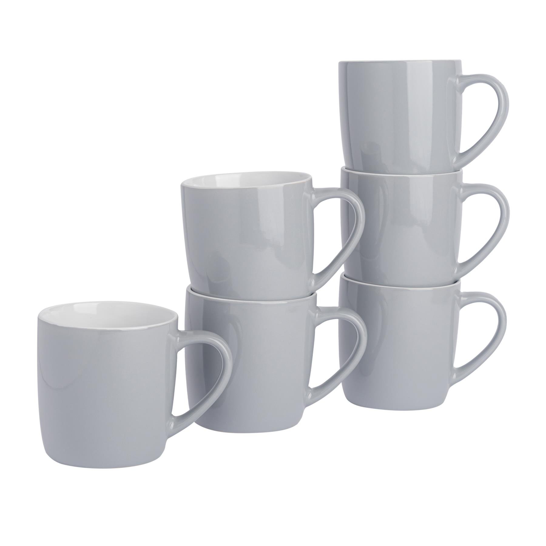 Argon Tableware Coloured 350ml Coffee Mugs Pack of 6 - Grey - Image 1