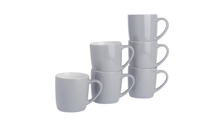 Argon Tableware Coloured Coffee Mugs - 350ml - Grey - Pack of 6