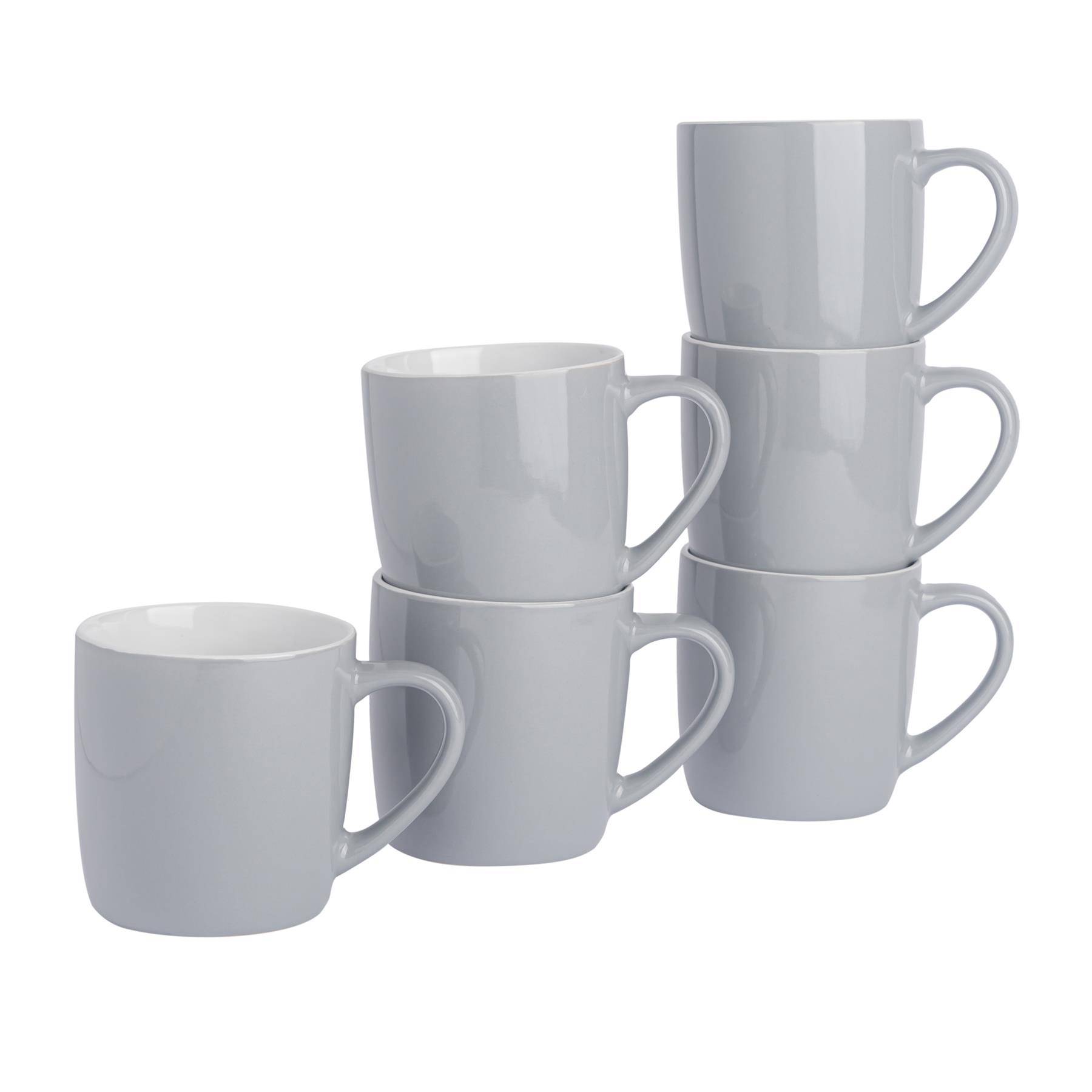 Argon Tableware Coloured 350ml Coffee Mugs Pack of 6 - Grey - Image 1