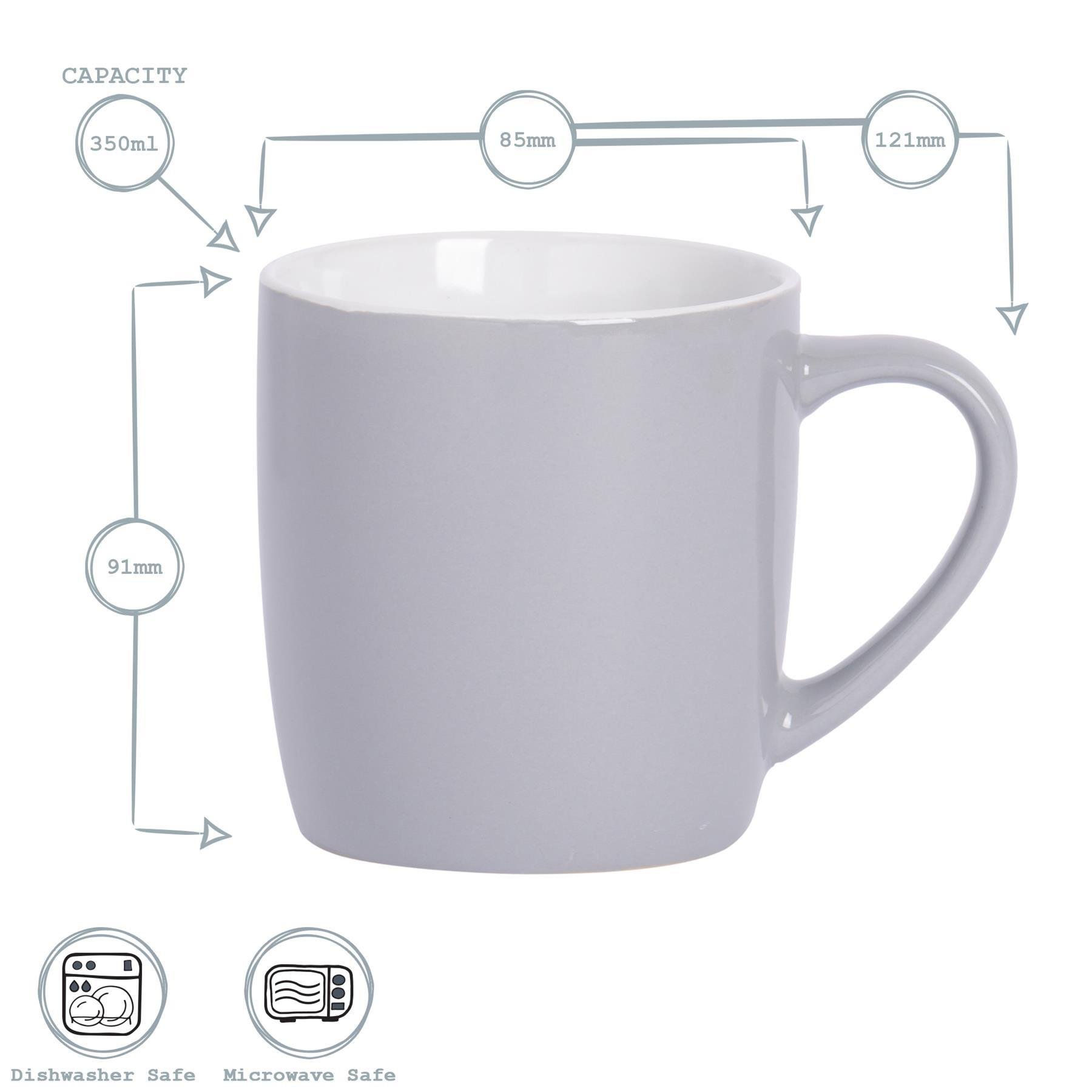 Argon Tableware Coloured 350ml Coffee Mugs Pack of 6 - Grey - Image 3